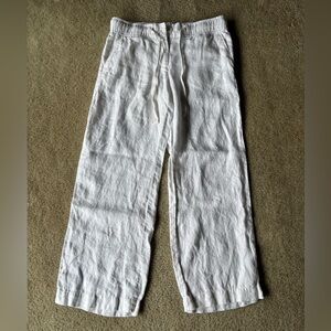 LOFT White Linen (100%) Drawstring Pants – Size Small